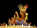Dragon Chinese architectre in night light dark black Royalty Free Stock Photo