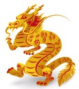 Dragon of Chinese Zodiac in golden and red colors, Vector Illustration