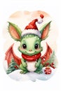 Dragon Christmas illustration card