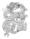 Dragon coloring book for adults vector Royalty Free Stock Photo