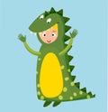 Dragon crocodile kid costume isolated vector