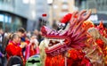 Dragon dance during Chinese lunar year celebrations in London