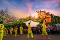 Dragon Dance in a Chinese New Year`s Celebration