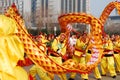 Dragon dance.Traditional Chinese spring festival celebration