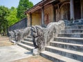 Dragon decor on pavilion in garden of Citadel in Hue. Vietnam