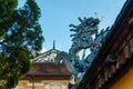 Dragon decor on pavilion in garden of Citadel in Hue. Vietnam.