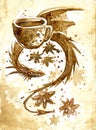 Dragon Drawn By Coffee