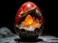 A dragon Easter egg with a yellow egg inside of it Royalty Free Stock Photo