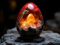 A dragon Easter egg with a yellow egg inside of it Royalty Free Stock Photo
