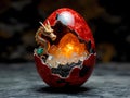 A dragon Easter egg with a yellow egg inside of it Royalty Free Stock Photo