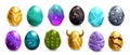 Dragon egg game icon set, vector cartoon magic dino stone kit, UI alien space rock fairy easter collection. Royalty Free Stock Photo