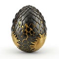 Dragon Egg Isolated, Black and Gold Scaled Fantasy Eggs, Dinosaur Fossil, Dragon Egg Generative AI Illustration