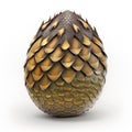 Dragon Egg Isolated, Black and Gold Scaled Fantasy Eggs, Dinosaur Fossil, Dragon Egg Generative AI Illustration