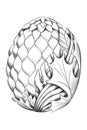 dragon egg with plants and leaves line sketch Royalty Free Stock Photo