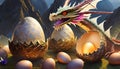 dragon eggs with a dragon coming out of them