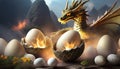 dragon eggs with a dragon coming out of them Royalty Free Stock Photo