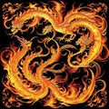 Dragon engraving ornament artwork. Generative AI Royalty Free Stock Photo