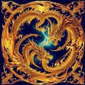 Dragon engraving ornament artwork. Generative AI Royalty Free Stock Photo