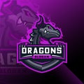 Illustration Vector Esport Dragon logo Design Template. Royalty Free Stock Photo