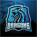 Dragon esport mascot logo with shield