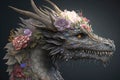 Dragon face floral head decor tradition Chinese Asian animal Generative AI