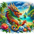 Dragon fairytale raster image