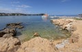 The Dragon ferry boat coastal landscape Santa Ponsa Mallorca Royalty Free Stock Photo