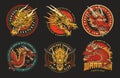 Dragon fight club set sticker Royalty Free Stock Photo