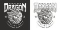 Dragon fight club sticker monochrome