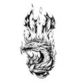 Dragon on fire hand drawn sketch Royalty Free Stock Photo