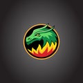 Dragon with fire mascot colorful logo vector