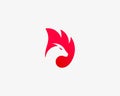 Dragon fire wing vector logo. Animal head negative space logotype. Royalty Free Stock Photo