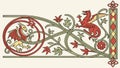 Dragon and Floral Medieval Border Vector Design, vector design Generative AI Royalty Free Stock Photo