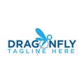 Dragon fly icon with typography letter dragon fly