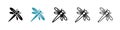 Dragon fly icon vector set on white background Royalty Free Stock Photo