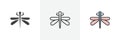 Dragon fly icon vector set on white background Royalty Free Stock Photo