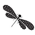 dragon-fly silhouette. Cartoon graphic illustration of damselfly isolated with black and white wings. Sketch insect
