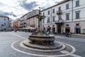 The Dragon Fountain in Arringo Square of Ascoli Piceno, Italy