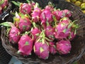 Dragon fruit in a basket. Wait for someone to buy in the supermarket thailand.