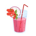 Dragon fruit juice, sweet smoothie or cocktail, isolated glass with pink fresh beverage Royalty Free Stock Photo