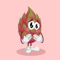 Dragon fruit mascot and background ashamed pose Royalty Free Stock Photo