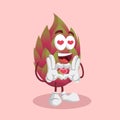 Dragon fruit mascot and background in love pose Royalty Free Stock Photo