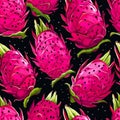 Dragon fruit pink seamless pattern. Generate Ai Royalty Free Stock Photo