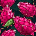 Dragon fruit seamless pattern art. Generate Ai Royalty Free Stock Photo