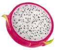 Dragon fruit slice isolated on white background, full depth of field Royalty Free Stock Photo