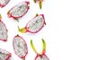 Dragon fruit slices, pitaya isolated on white background. Delicious tropical exotic fruit Royalty Free Stock Photo