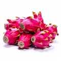dragon fruit on white background generative AI Royalty Free Stock Photo