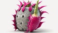 Dragon fruit on white background. Generative AI Royalty Free Stock Photo