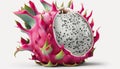 Dragon fruit on white background. Generative AI Royalty Free Stock Photo