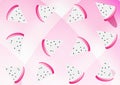 Dragon fruits pattern on pink and white